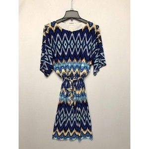 Chico's Women Nouveau Ikat 3/4 Sleeve Belted Dress Size 0 Colorful M120 -5
